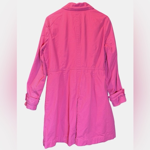 GAP Bright Pink Classic Button-Front Trench Coat - Picture 3 of 3